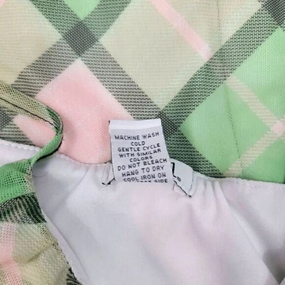 Rue 21 Peasant Milkmaid Plaid Mesh Slip Dress in Pink/Green Size XS - Picture 7 of 8